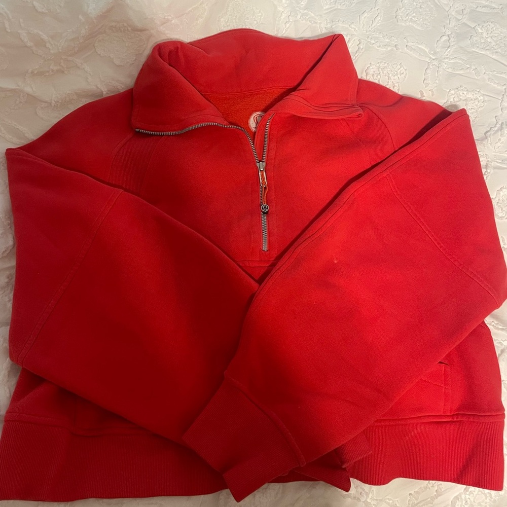 Lululemon half-zip scuba with funnel neck, Size: M/L, Color: carnation red